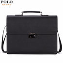 Business Man Bag Lock Black Leather Briefcase For Man Solid Bank OL Mens Briefcase Bag Dress Man Handbag-Black-China-JadeMoghul Inc.