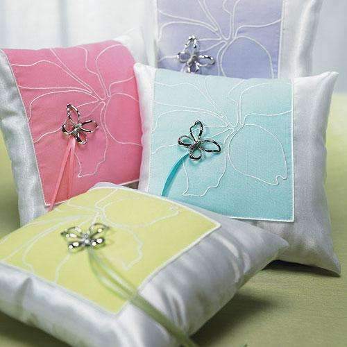 Butterfly Dreams Square Ring Pillow Green (Pack of 1)-Wedding Ceremony Accessories-JadeMoghul Inc.