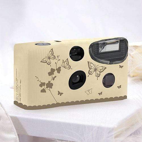 Butterfly Garden Ivory And Gold Single Use Camera (Pack of 1)-Disposable Cameras-JadeMoghul Inc.