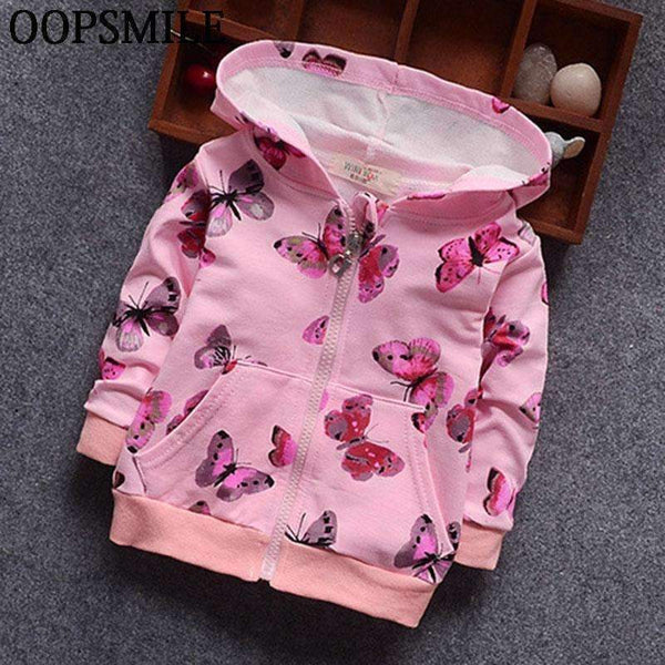 Butterfly Jacket New Arrival Clothing For Baby Girls Coat Cartoon Printed Flight jacket Autumn Kids Outerwear Children Clothes-Beige-12M-JadeMoghul Inc.