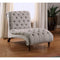 Button Tufted Chaise With Polyester Upholstery, Light Gray and Brown-Living Room Furniture-Gray and Brown-Polyester Wood-JadeMoghul Inc.
