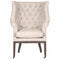 Button Tufted Club Chair, Bisque Cream-Armchairs and Accent Chairs-Cream-Wood and Fabric-JadeMoghul Inc.