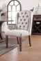 Button Tufted Fabric Upholstery Wingback Chair, Cream And Brown, Pack Of Two-Chairs-Cream And Brown-Fabric and Solid Wood-JadeMoghul Inc.