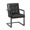 Button Tufted Leatherette Chair with C frame Metal Base, Set of Two, Black and Gray-Office Chairs-Black and Gray-Metal-JadeMoghul Inc.