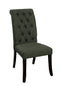 Button Tufted Wooden Fabric Upholstered Side Chair, Gray, Pack Of Two-Dining Chairs-Gray And Black-Fabric and wood-JadeMoghul Inc.