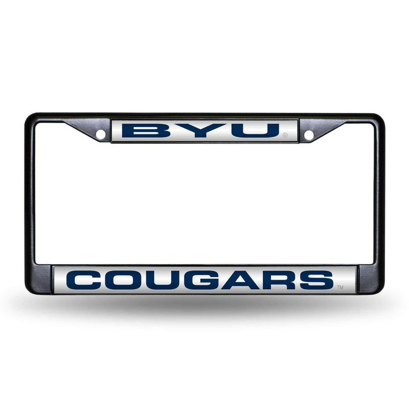 Subaru License Plate Frame BYU Black Laser Chrome Frame