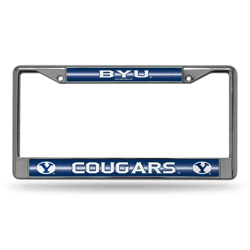 BMW License Plate Frame BYU Bling Chrome Frame