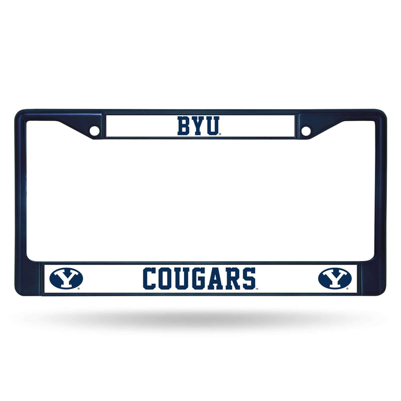 Audi License Plate Frame BYU Navy Colored Chrome Frame