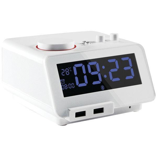 C12 Bluetooth(R) Alarm Clock with Dual USB Charging Ports (White)-Clocks & Radios-JadeMoghul Inc.