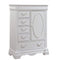 Cabinet and Storage Chests Six Drawer And One Door Shelf Chest With Scalloped Feet, White Benzara