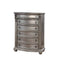 Cabinet and Storage chests Six Drawer Solid Wood Chest with Marble Top and Bun Feet, Silver Benzara