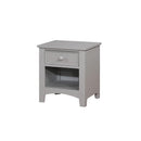 Cabinet and Storage chests Solid Wood Night Stand with One Drawer And Bottom Shelf, Gray Benzara