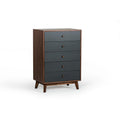 Cabinet and Storage Chests Spacious Five Drawers Wooden Chest with Flared Legs, Brown and Gray Benzara