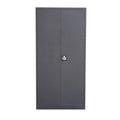 Cabinet and Storage Chests Spacious Two Door Metal Closet with Safe  and Key Lock Entry, Dark Gray Benzara