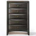 Cabinet and Storage Chests Spacious Wooden Chest with Beveled Drawer Fronts, Gray Benzara