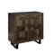 Textured Double Door Wooden Hallway Cabinet with Four Shelves, Brown and Black