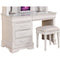 Cabinet and Storage Chests Three Drawer Computer Desk With Raised Bead Detail Finials And Bun Feet, White Benzara
