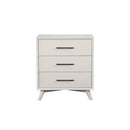 Three Drawers Mahogany Wood Small Chest with Splayed Legs, White