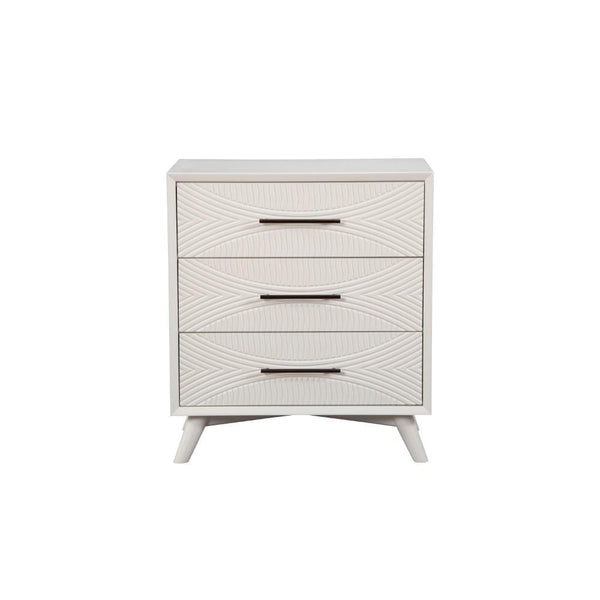 Three Drawers Mahogany Wood Small Chest with Splayed Legs, White