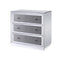 Three Drawers Wooden Cabinet with Mirrored Paneling and Faux Crystal Inlay, Clear