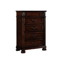 Cabinet and Storage Chests Traditional Wooden Chest with Five Drawers, Dark Walnut Brown Benzara