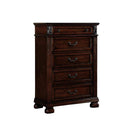 Cabinet and Storage Chests Traditional Wooden Chest with Five Drawers, Dark Walnut Brown Benzara