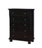 Transitional Solid Wood Chest With Five Drawers, Black