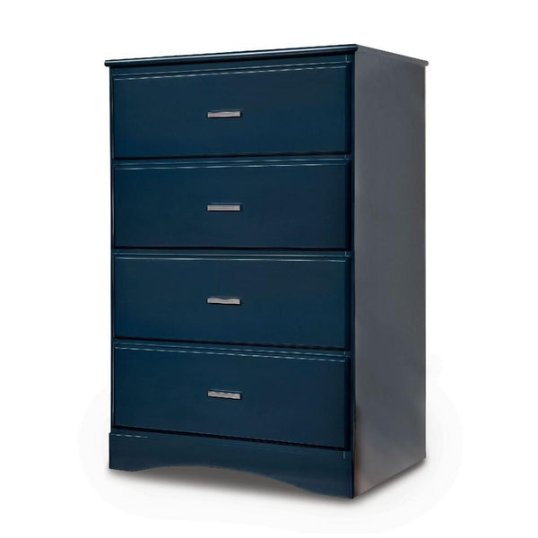 Transitional Style Chest With Metal Drawer Pulls, Blue