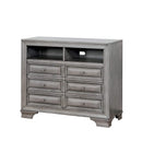 Transitional Wood Media Chest With English Dovetail Drawers, Gray