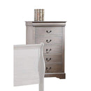 Wooden Five Drawer Chest In Antique Gray Finish