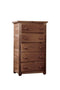 Wooden Rustic Style 5 Drawer Chest In Mahogany Finish, Brown