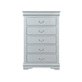 Cabinet & Storage Chests Spacious Five Drawer Wooden Chest with Bracket Base, Gray Benzara