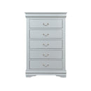 Cabinet & Storage Chests Spacious Five Drawer Wooden Chest with Bracket Base, Gray Benzara