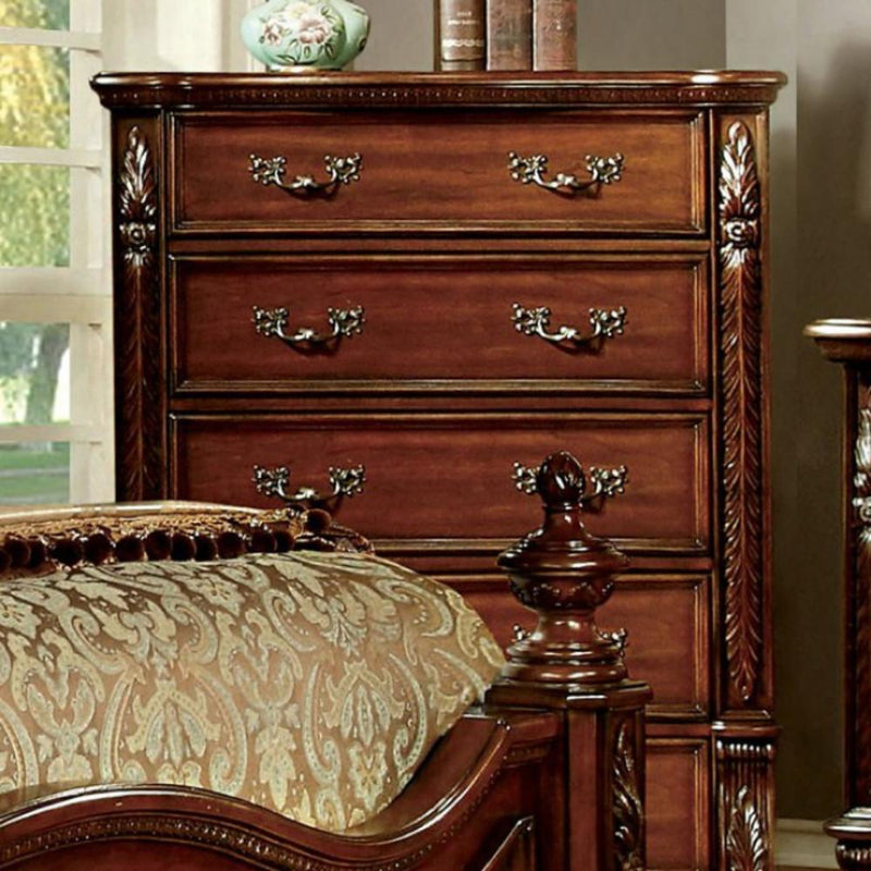 Traditional Elegant Style Chest, Brown Cherry