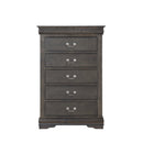 Traditional Style Five Drawer Wooden Chest with Bracket Base, Dark Gray