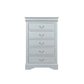 Traditional Style Five Drawer Wooden Chest with Bracket Base, Gray