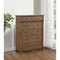Transitional Style Wood and Metal Chest with 5 Drawers, Brown