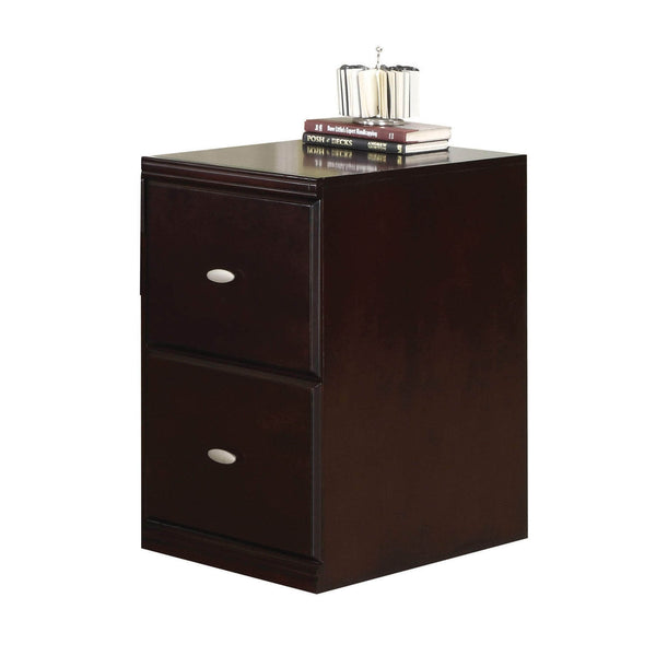 Wooden File Cabinet With 2 Drawers in Espresso Brown