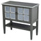 Cabinets Accent Cabinet - 32" X 14" X 30" Gray MDF, Wood, Mirrored Glass Console Cabinet with a Shelf Doors and Paned Inserts HomeRoots