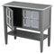 Cabinets Accent Cabinet - 32" X 14" X 30" Gray MDF, Wood, Mirrored Glass Console Cabinet with a Shelf Doors and Paned Inserts HomeRoots