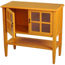 Cabinets Accent Cabinet - 32" X 14" X 30" Orange MDF, Wood, Clear Glass Console Cabinet with a Shelf Doors and Paned Inserts HomeRoots