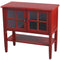 Cabinets Accent Cabinet - 32" X 14" X 30" Red MDF, Wood, Clear Glass Console Cabinet with a Shelf Doors and Paned Inserts HomeRoots