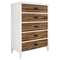 Cabinets and storage chests Rustic Plank Wood Five Drawer Chest with Flush Mount Pull, White and Brown Benzara