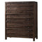Transitional Style Five Drawers Solid Hardwood Chest, Brown