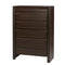 Wooden Five Drawer Chest with Bracket Feet, Chocolate Brown
