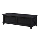 Wooden Flip Top Storage Blanket Box with Random Knot Trim , Black