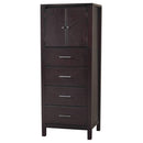 Wooden Lingerie Cabinet with Four Drawer and Double Door storage, Espresso Brown