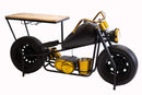 Cabinets Bar Cabinet - 16.5" X 70" X 33" Black and Gold Chopper Style Motorcycle Bar HomeRoots