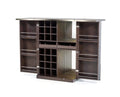 Cabinets Bar Cabinet - 47" Brown Oak Veneer and Leatherette Wine Cabinet HomeRoots