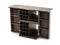Cabinets Bar Cabinet - 47" Brown Oak Veneer and Leatherette Wine Cabinet HomeRoots